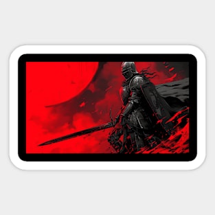 Girl Knight Red And Black Background Sticker